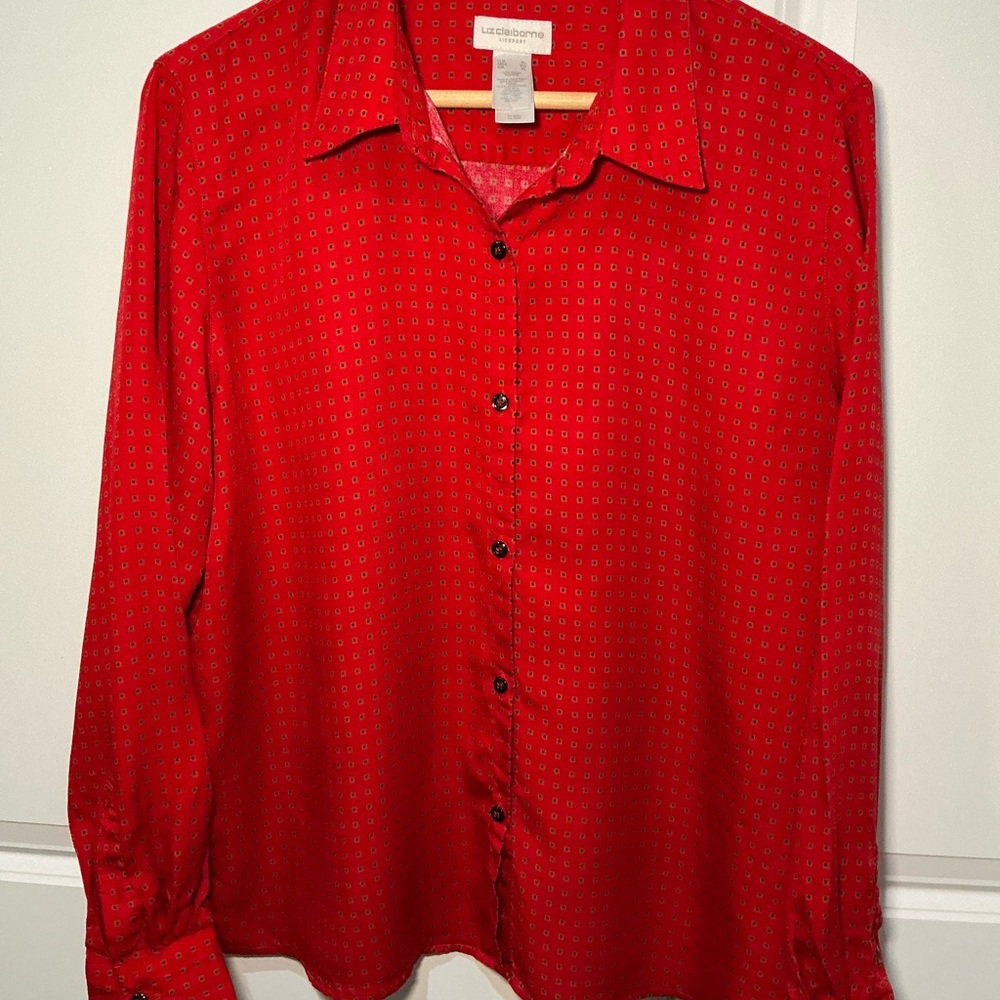 Liz Claiborne Red Patterned Shirt